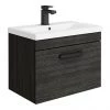 Brooklyn Wall Hung Vanity - Black - 600mm Wide 1-Drawer inc. Matt Black Handle