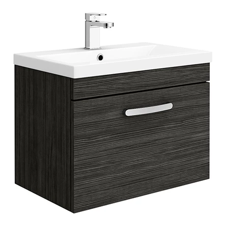 Brooklyn 600mm Black Wall Hung Vanity Unit - Single Drawer 1 Brooklyn 600mm Black Wall Hung Vanity Unit - Single Drawer