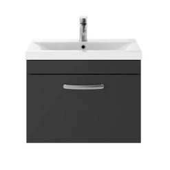 Brooklyn 600mm Gloss Grey Wall Hung 1 Drawer Vanity Unit 6 Brooklyn 600mm Gloss Grey Wall Hung 1 Drawer Vanity Unit -Vanity Units Sales Store BWHSD6GG d2 460