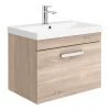Brooklyn 600 Natural Oak Wall Hung 1-Drawer Vanity Unit with Thin-Edge Basin