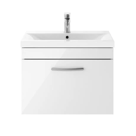 Brooklyn 600mm White Gloss Wall Hung Vanity Unit - Single Drawer 3 Brooklyn 600mm White Gloss Wall Hung Vanity Unit - Single Drawer - Image 3