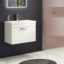 Brooklyn 600mm White Gloss Wall Hung Vanity Unit - Single Drawer 8 Brooklyn 600mm White Gloss Wall Hung Vanity Unit - Single Drawer -Vanity Units Sales Store BWHSD6WHT d4 460