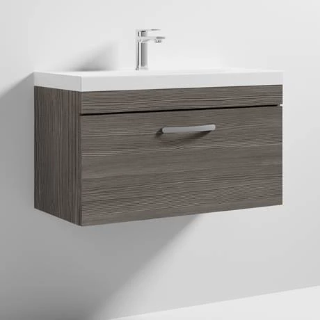 Brooklyn 800 Grey Avola Wall Hung 1-Drawer Vanity Unit with Thin-Edge Basin 4 Brooklyn 800 Grey Avola Wall Hung 1-Drawer Vanity Unit with Thin-Edge Basin - Image 4