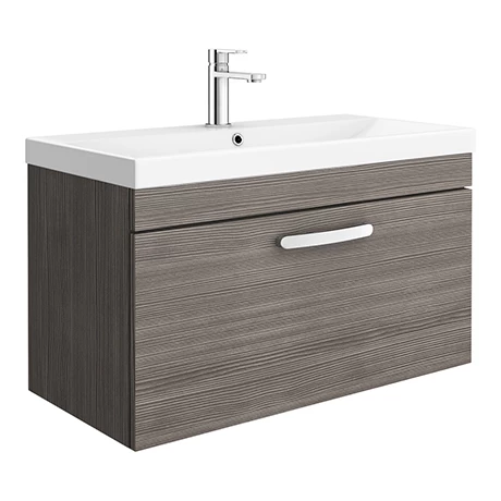 Brooklyn 800 Grey Avola Wall Hung 1-Drawer Vanity Unit with Thin-Edge Basin 1 Brooklyn 800 Grey Avola Wall Hung 1-Drawer Vanity Unit with Thin-Edge Basin