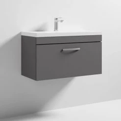 Brooklyn 800 Gloss Grey Wall Hung 1-Drawer Vanity Unit with Thin-Edge Basin 7 Brooklyn 800 Gloss Grey Wall Hung 1-Drawer Vanity Unit with Thin-Edge Basin -Vanity Units Sales Store BWHSD8GGTE d3 460