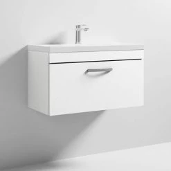 Brooklyn 800 Gloss White Wall Hung 1-Drawer Vanity Unit with Thin-Edge Basin -Vanity Units Sales Store BWHSD8WHTTE d2 460