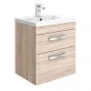Brooklyn 500mm Natural Oak 2 Drawer Wall Hung Vanity Unit