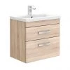 Brooklyn 600mm Natural Oak Wall Hung Double Drawer Vanity Unit