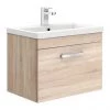 Brooklyn 600mm Natural Oak Wall Hung Vanity Unit - Single Drawer