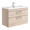 Brooklyn 800mm Natural Oak 2 Drawer Wall Hung Vanity Unit
