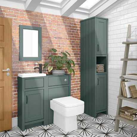 Chatsworth Traditional Green Small Vanity - 400mm Wide with Matt Black Handle 2 Chatsworth Traditional Green Small Vanity - 400mm Wide with Matt Black Handle - Image 2