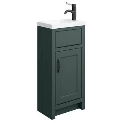 Chatsworth Traditional Green Small Vanity - 400mm Wide with Matt Black Handle