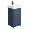 Chatsworth Traditional Blue Vanity - 425mm Wide with Matt Black Handle
