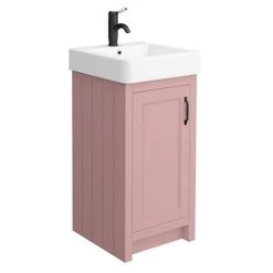 Chatsworth Traditional Dusky Pink Vanity - 425mm Wide with Matt Black Handle