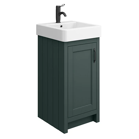 Chatsworth Traditional Green Vanity - 425mm Wide with Matt Black Handle 1 Chatsworth Traditional Green Vanity - 425mm Wide with Matt Black Handle