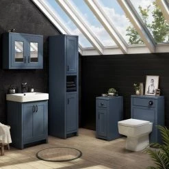 Chatsworth Traditional Blue Vanity - 560mm Wide with Matt Black Handles -Vanity Units Sales Store C560BLUMB D2 460
