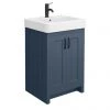 Chatsworth Traditional Blue Vanity - 560mm Wide with Matt Black Handles