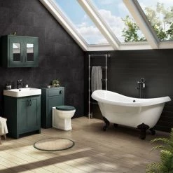 Chatsworth Traditional Green Vanity - 560mm Wide with Matt Black Handles -Vanity Units Sales Store C560GRNMB d2 460