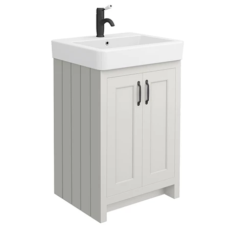 Chatsworth Traditional Grey Vanity - 560mm Wide with Matt Black Handles 1 Chatsworth Traditional Grey Vanity - 560mm Wide with Matt Black Handles
