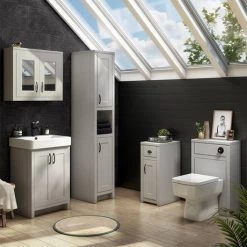 Chatsworth Traditional Grey Vanity - 560mm Wide with Matt Black Handles 5 Chatsworth Traditional Grey Vanity - 560mm Wide with Matt Black Handles -Vanity Units Sales Store C560GRYMB d3 460