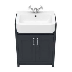 Chatsworth Traditional Graphite Semi-Recessed Vanity - 600mm Wide -Vanity Units Sales Store C600SRBLK D3 460 1