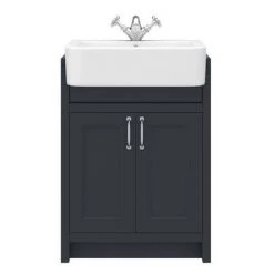 Chatsworth Traditional Graphite Semi-Recessed Vanity - 600mm Wide -Vanity Units Sales Store C600SRBLK D4 460