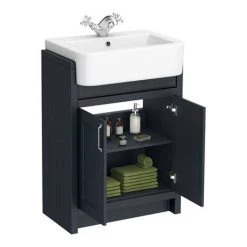 Chatsworth Traditional Graphite Semi-Recessed Vanity - 600mm Wide -Vanity Units Sales Store C600SRBLK d3 460