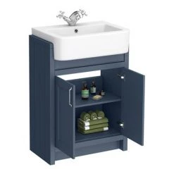 Chatsworth Traditional Blue Semi-Recessed Vanity - 600mm Wide -Vanity Units Sales Store C600SRBLU d2 460