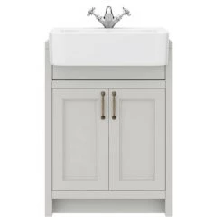 Chatsworth Traditional Grey Semi-Recessed Vanity - 600mm Wide -Vanity Units Sales Store C600SRGRY D4 460