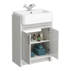 Chatsworth Traditional Grey Semi-Recessed Vanity - 600mm Wide -Vanity Units Sales Store C600SRGRY d2 460