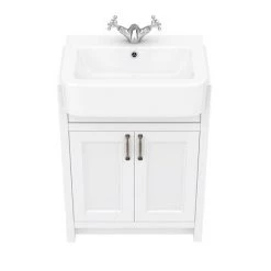 Chatsworth Traditional White Semi-Recessed Vanity - 600mm Wide -Vanity Units Sales Store C600SRWHT D3 460