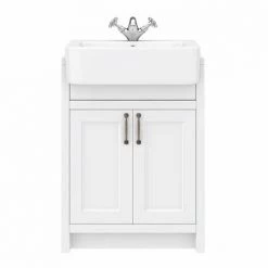 Chatsworth Traditional White Semi-Recessed Vanity - 600mm Wide -Vanity Units Sales Store C600SRWHT D4 460