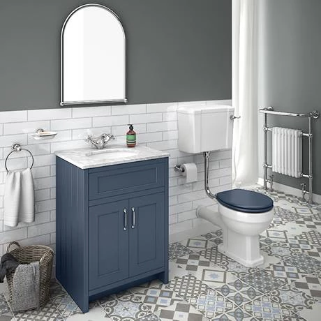 Chatsworth Blue 610mm Vanity with White Marble Basin Top 4 Chatsworth Blue 610mm Vanity with White Marble Basin Top - Image 4
