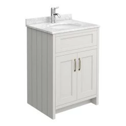 Chatsworth Grey 610mm Vanity with White Marble Basin Top -Vanity Units Sales Store C610GRY WHT n d1 460