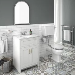 Chatsworth White 610mm Vanity with White Marble Basin Top -Vanity Units Sales Store C610WHT WHT n d4 460