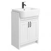Chatsworth Traditional White Semi-Recessed Vanity - 600mm Wide with Matt Black Handles