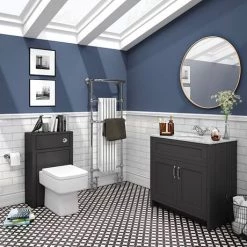 Chatsworth Graphite 810mm Vanity with White Marble Basin Top -Vanity Units Sales Store C810BLK WHT detail1 460
