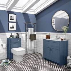 Chatsworth Blue 810mm Vanity with White Marble Basin Top -Vanity Units Sales Store C810BLU WHT n d6 460