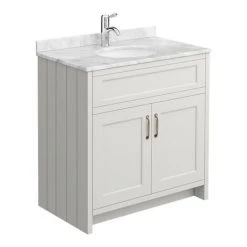 Chatsworth Grey 810mm Vanity with White Marble Basin Top -Vanity Units Sales Store C810GRY WHT n d6 460