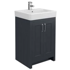 Chatsworth Traditional Graphite 560mm Vanity Sink + 300mm Cupboard Unit -Vanity Units Sales Store C825BLK d2 460