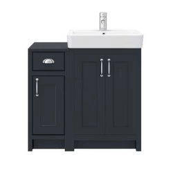Chatsworth Traditional Graphite 560mm Vanity Sink + 300mm Cupboard Unit -Vanity Units Sales Store C825BLK n d6 460