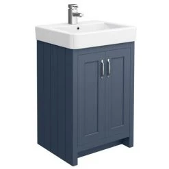 Chatsworth Traditional Blue 560mm Vanity Sink + 300mm Cupboard Unit -Vanity Units Sales Store C825BLU d2 460