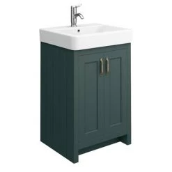 Chatsworth Traditional Green 560mm Vanity Sink + 300mm Cupboard Unit -Vanity Units Sales Store C825GRN d2 460