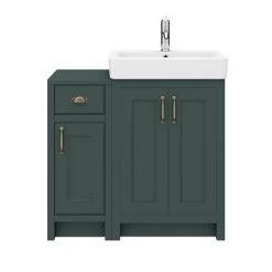 Chatsworth Traditional Green 560mm Vanity Sink + 300mm Cupboard Unit -Vanity Units Sales Store C825GRN d4 460