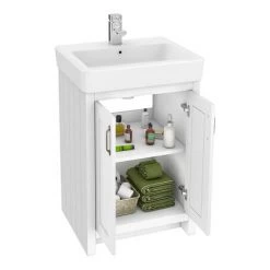 Chatsworth Traditional White 560mm Vanity Sink + 300mm Cupboard Unit -Vanity Units Sales Store C825WHT d5 460