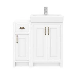 Chatsworth Traditional White 560mm Vanity Sink + 300mm Cupboard Unit -Vanity Units Sales Store C825WHT n d1 460
