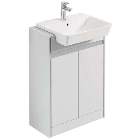 Ideal Standard Connect Air 600mm Floor Standing 2 Door Vanity Unit - Gloss White/Matt White 1 Ideal Standard Connect Air 600mm Floor Standing 2 Door Vanity Unit - Gloss White/Matt White