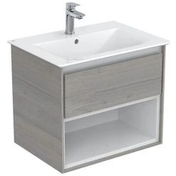 Ideal Standard Connect Air Wood Light Grey 600mm Wall Hung Vanity Unit with Open Shelf