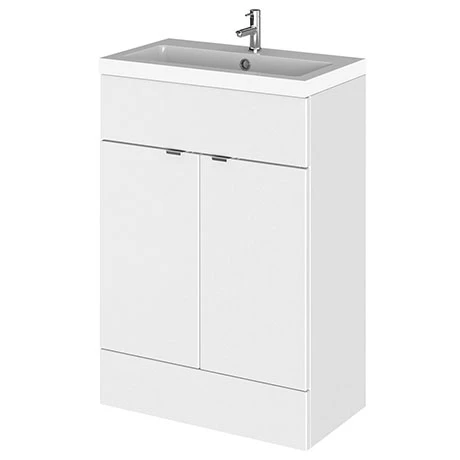 Hudson Reed Fusion Gloss White 605x360mm Vanity Unit & Basin 1 Hudson Reed Fusion Gloss White 605x360mm Vanity Unit & Basin