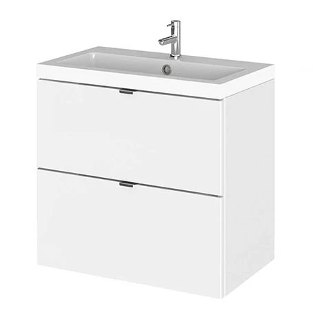 Hudson Reed 600mm Gloss White Full Depth Wall Hung 2-Drawer Unit & Basin 1 Hudson Reed 600mm Gloss White Full Depth Wall Hung 2-Drawer Unit & Basin